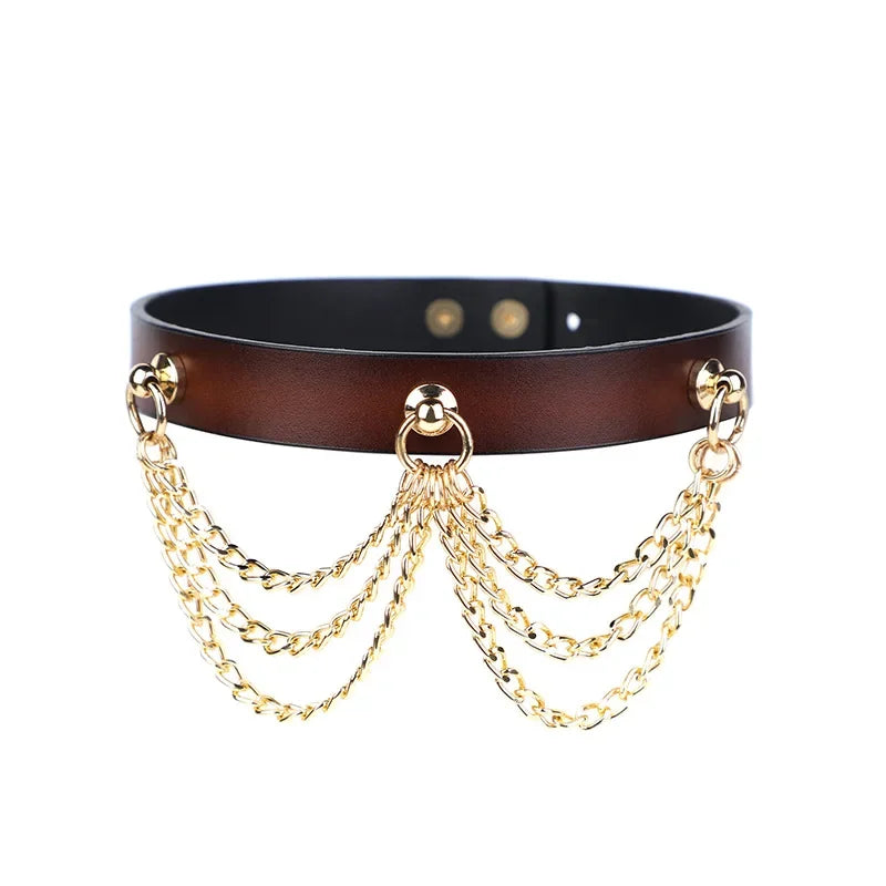 Adult Games Genuine Leather Series Slave Bed Neck Restraint Belt Strap