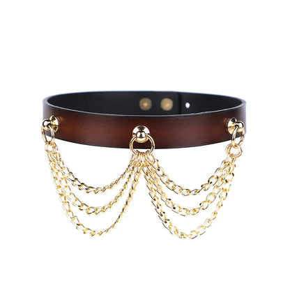 Adult Games Genuine Leather Series Slave Bed Neck Restraint Belt Strap