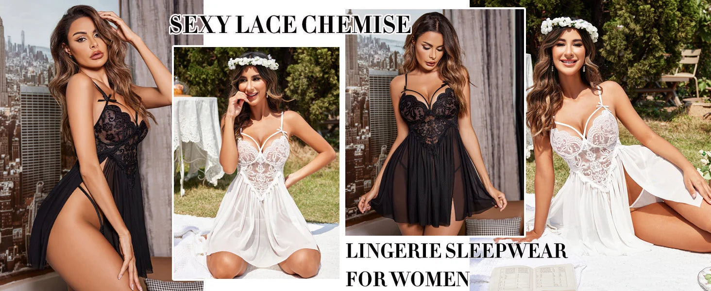 Elegant Lace Babydoll Nightgown
