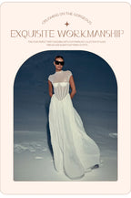 Elegant White Sheer Illusion Dress with Tulle Skirt–Temperament Sleeveless