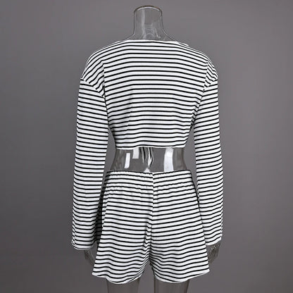 Linad Striped V-Neck Set