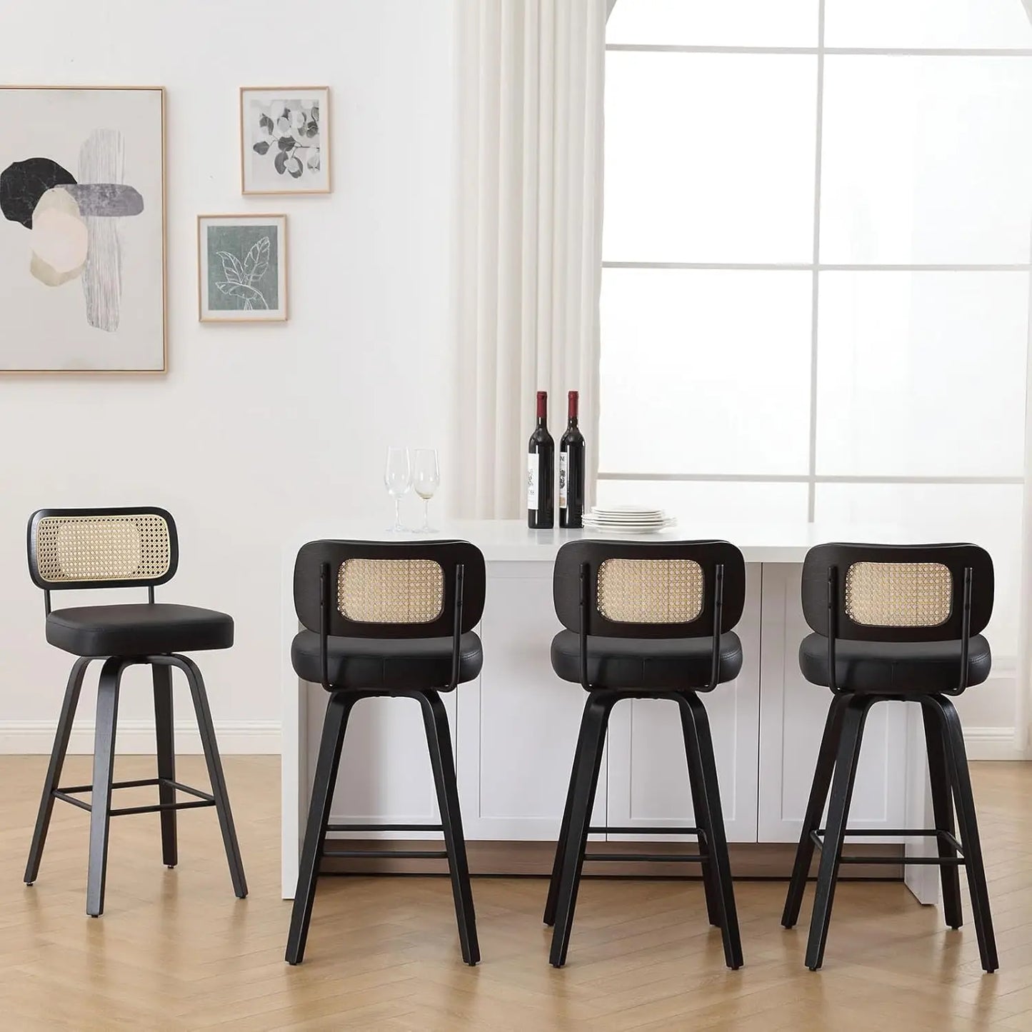 GUANGBAI Swivel Counter Height Bar Stools Set of 4
