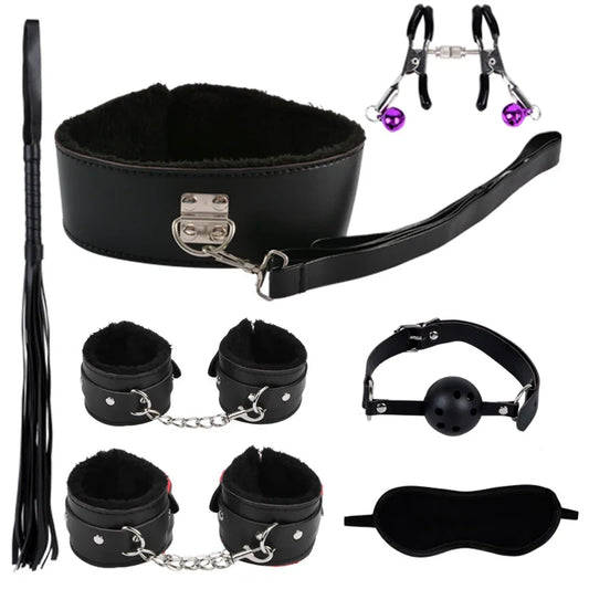Sm Adult Sex Toys Leather Seven-piece Set Couple Alternative Toys