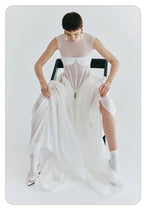 Elegant White Sheer Illusion Dress with Tulle Skirt–Temperament Sleeveless