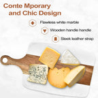 Elegant Wooden and Marble Cutting Board, Stylish and Durable Cutting Board, Perfect for Slicing and Serving Cheese or Meats The Max Mall