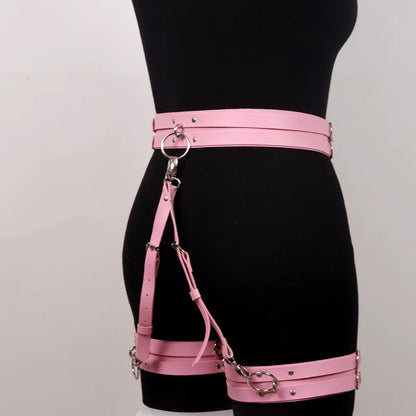 Pink Gothic PU Leather Harness Belt