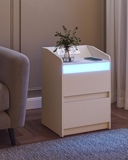 Modern Morocco Nightstand - 2 Drawer White