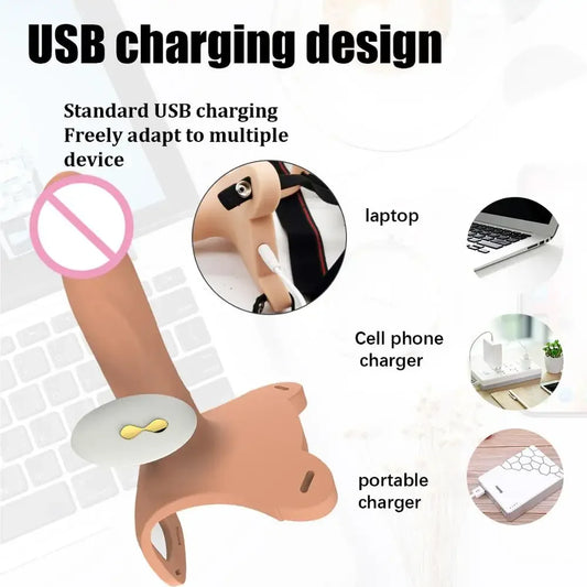 Double Penetration Penis Sleeve Dildo Vibrator for Couples Wireless Remote Control Vibrator