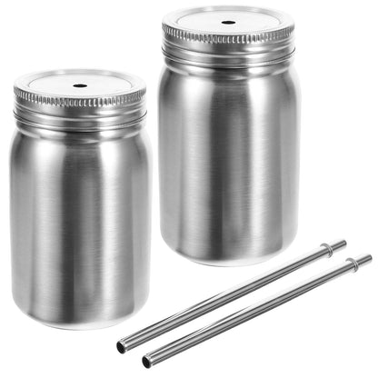 2 pcs Stainless Steel Mason Jars