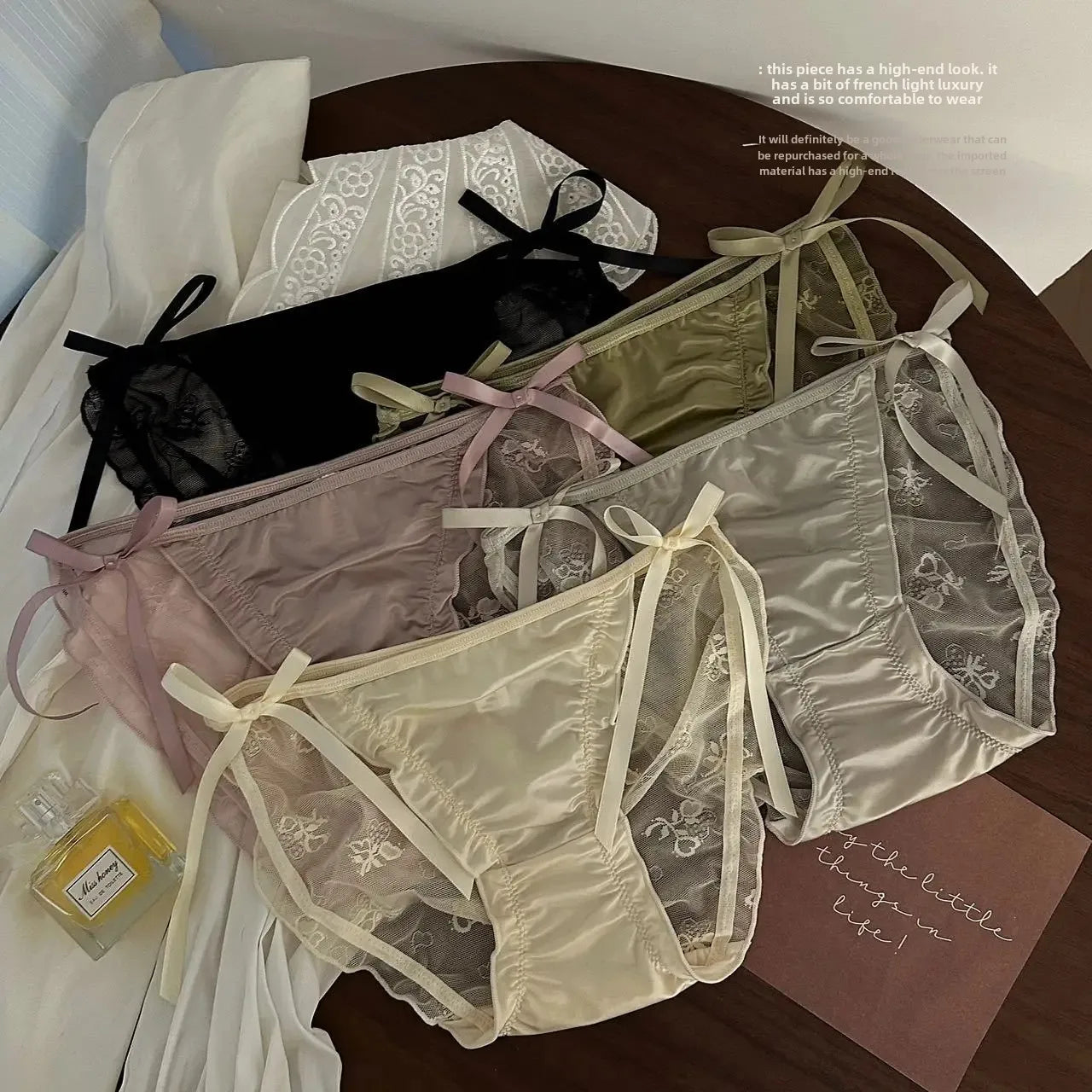 Trendy Japanese Style Women's Mid Waist Lace Underpants Pure Sexy