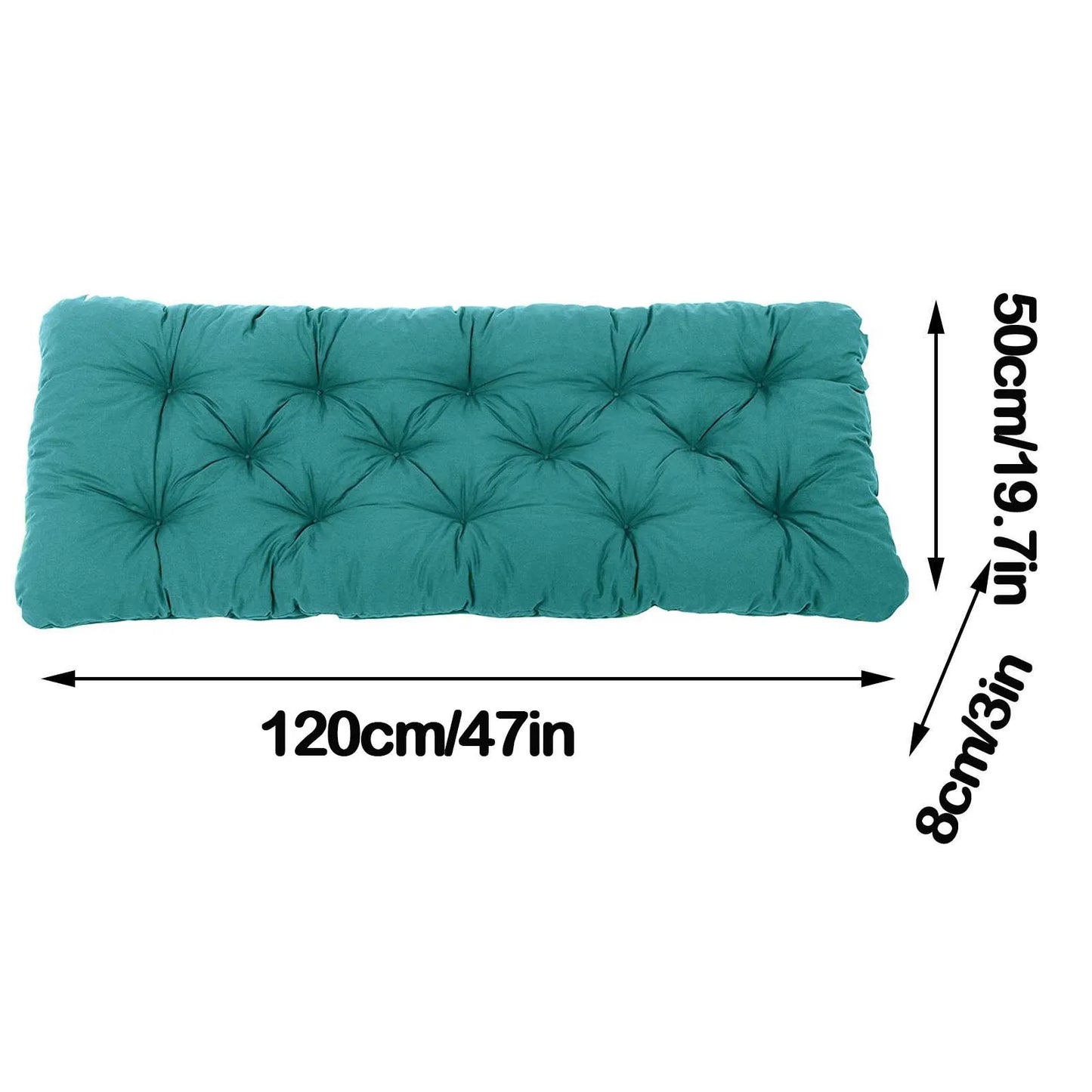Memory Foam Garden Bench Cushion - Cotton Filled Rectangle