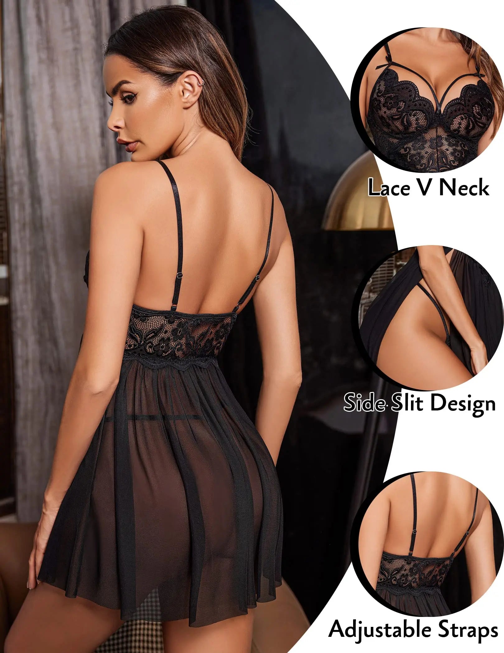 Elegant Lace Babydoll Nightgown