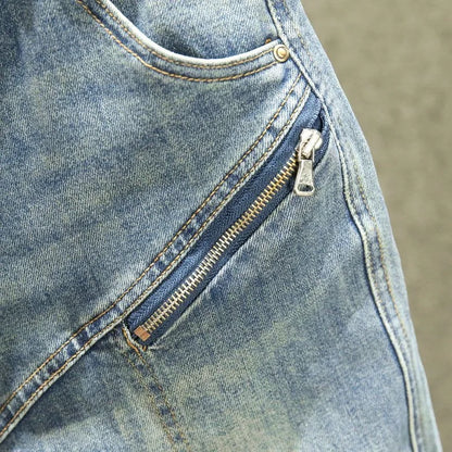 Spring and Autumn New Fashion Blue Patchwork Denim Pants