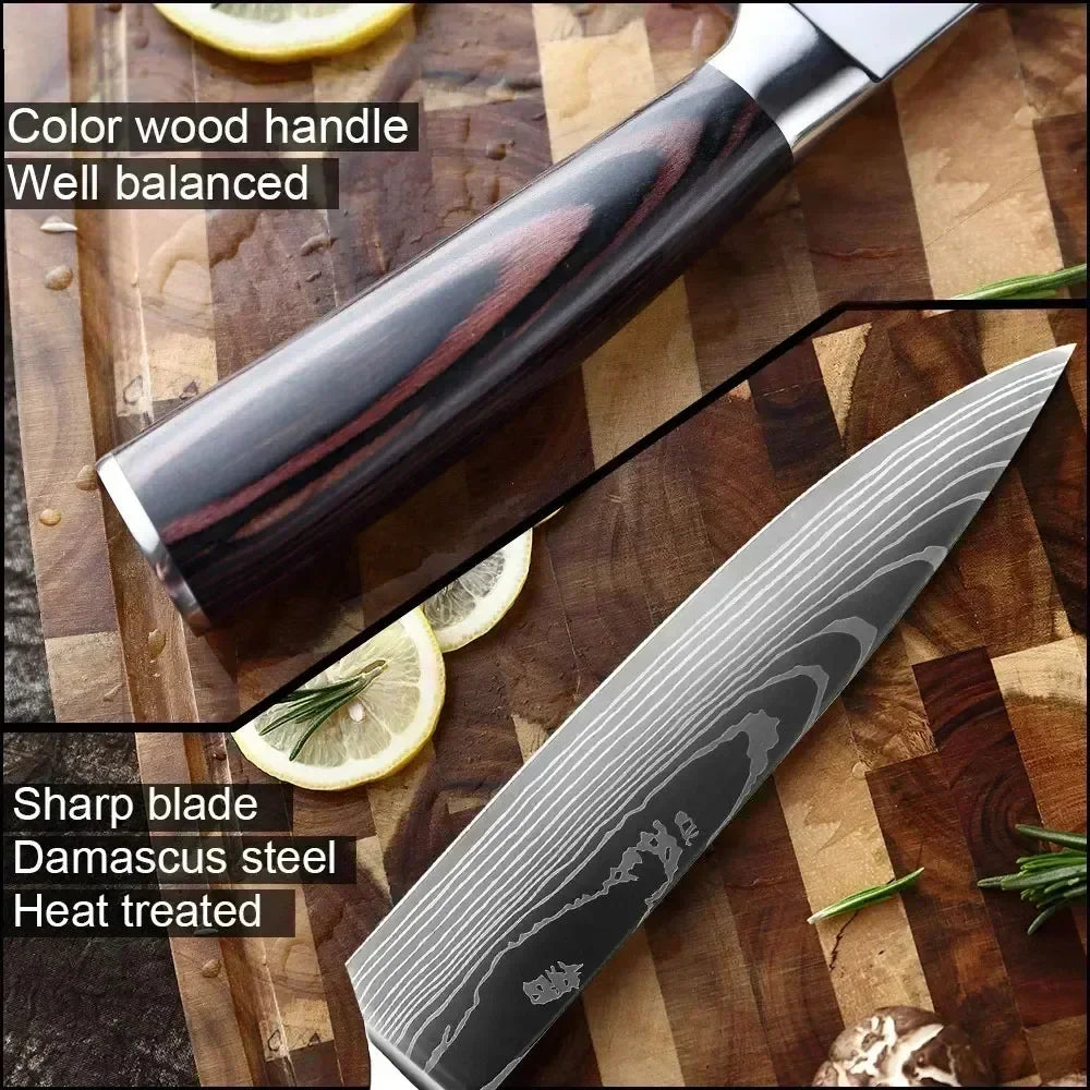 Laser Damascus Kitchen Knife