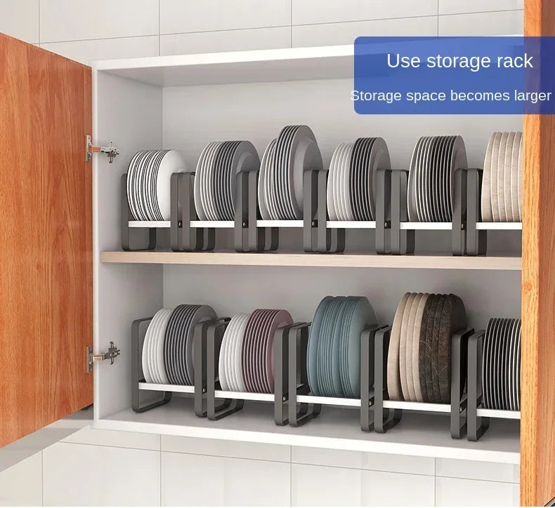 Kitchen Cabinet Plate Organizer - Multi-Function Dish Storage Rack