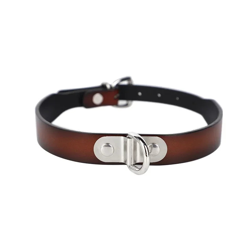 Adult Games Genuine Leather Series Slave Bed Neck Restraint Belt Strap