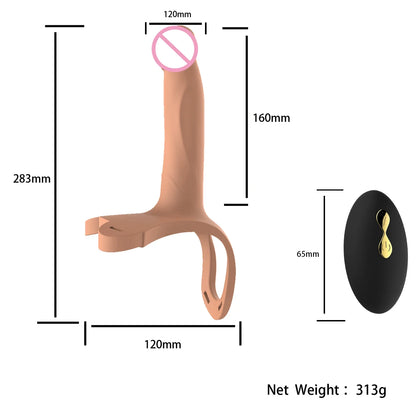Double Penetration Penis Sleeve Dildo Vibrator for Couples Wireless Remote Control Vibrator