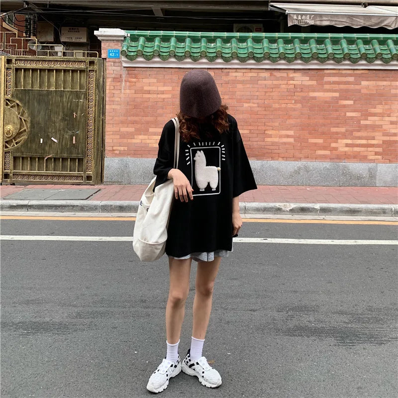 Baggy All-match T-shirts Women Casual Summer Korean Fashion