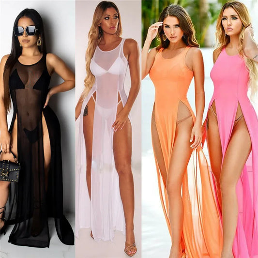 Women's Summer Beach Dress - Sleeveless Chiffon