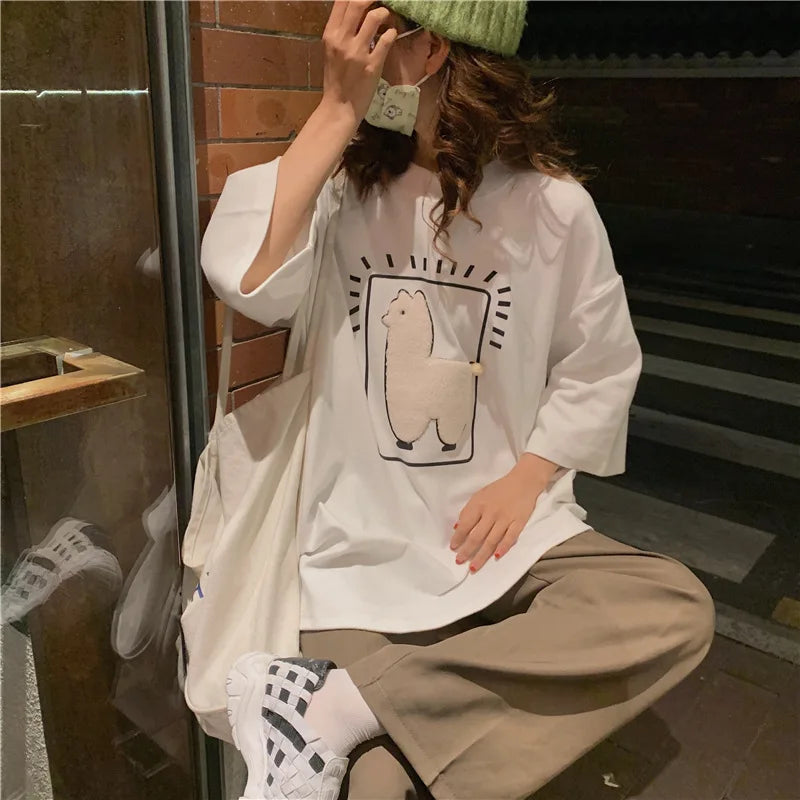 Baggy All-match T-shirts Women Casual Summer Korean Fashion