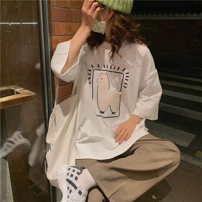 Baggy All-match T-shirts Women Casual Summer Korean Fashion