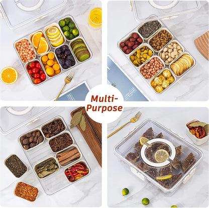 Premium Divided Serving Tray with Secure Lid and Ergonomic Handle