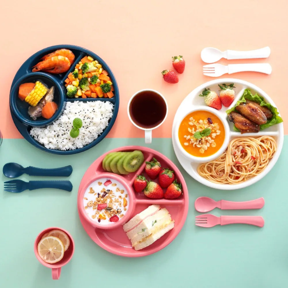 Round Dinner Divided Plates 4 Grids
