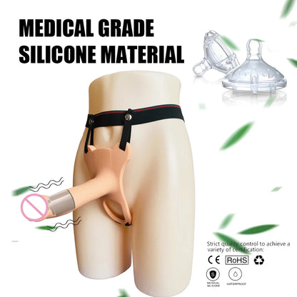Double Penetration Penis Sleeve Dildo Vibrator for Couples Wireless Remote Control Vibrator