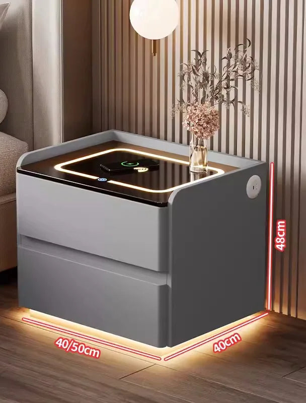 Smart Solid Wood Nightstand with Wireless Charging