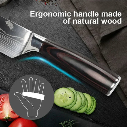Laser Damascus Kitchen Knife