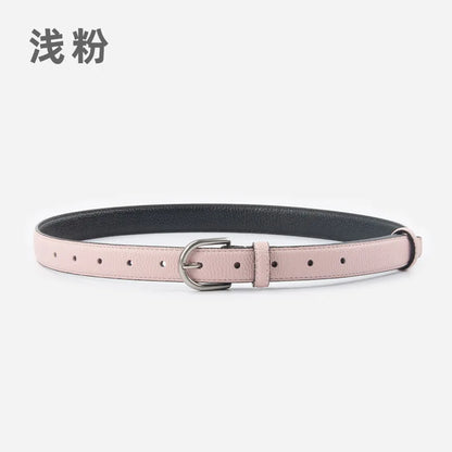 pipiTan Women's Lychee Texture Cowhide Belt