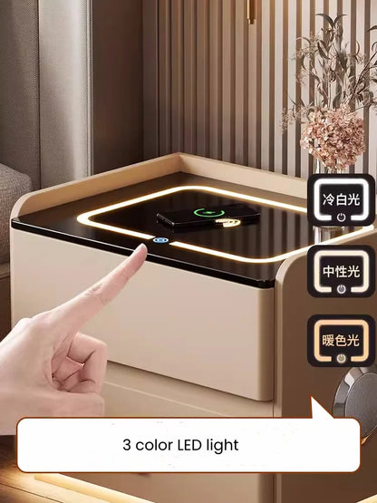 Smart Solid Wood Nightstand with Wireless Charging