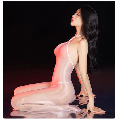 Sexy Backless Open Crotch Jumpsuit Ultra-thin