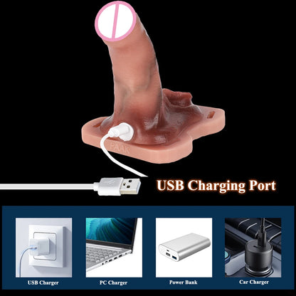 Vibrating Sexy Grinder Real Foreskin Penis Strap-on
