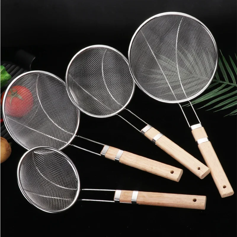 Multi Specification Stainless Steel Wooden Handle Mesh Colander