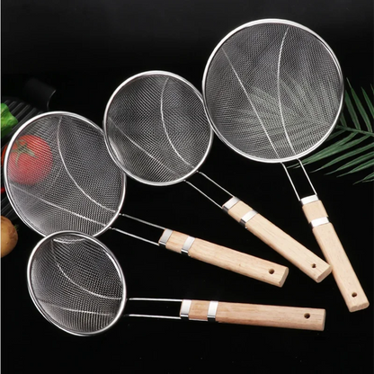 Multi Specification Stainless Steel Wooden Handle Mesh Colander