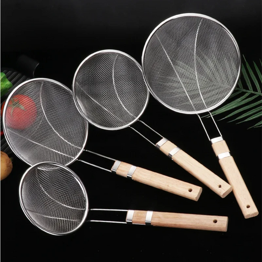 Multi Specification Stainless Steel Wooden Handle Mesh Colander