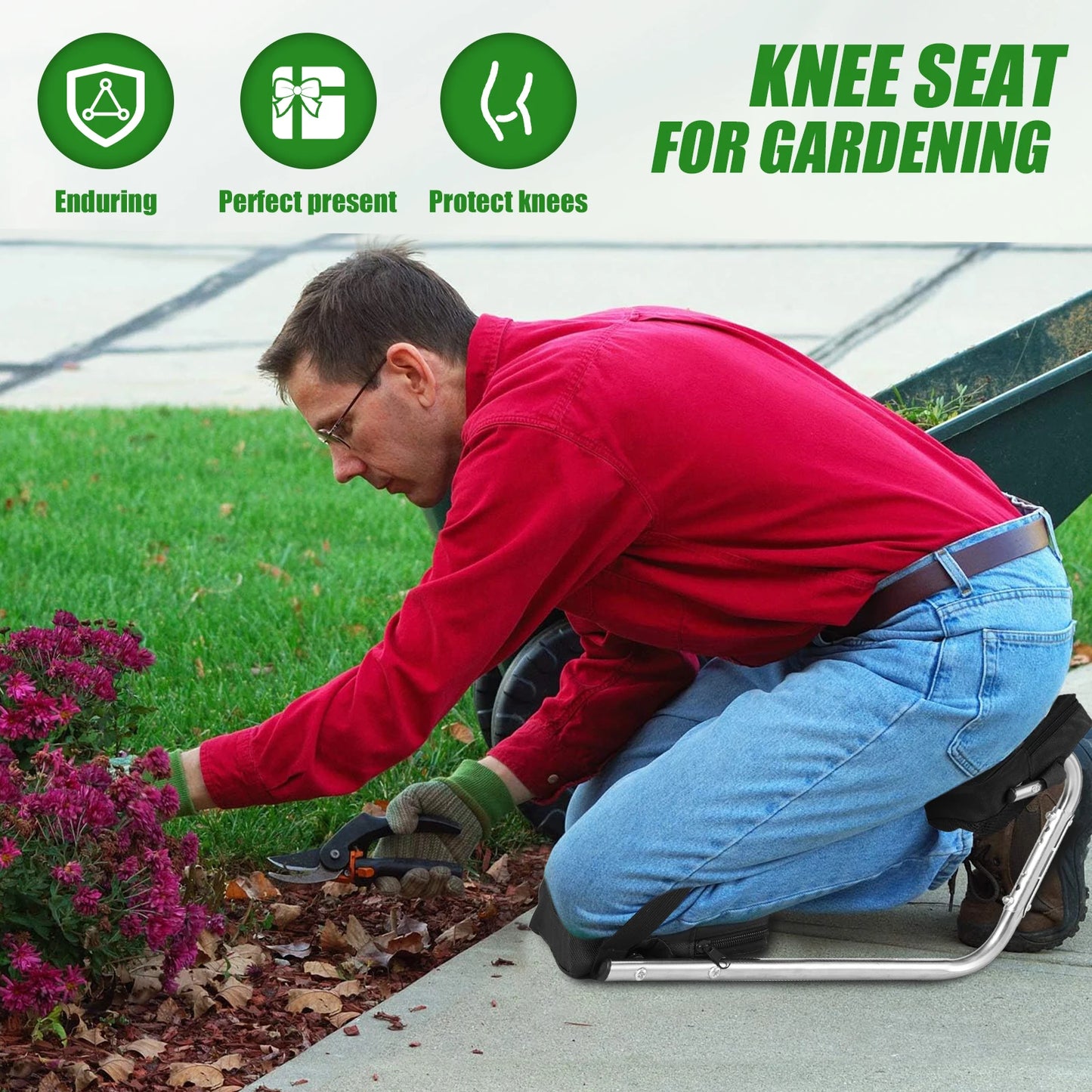 Aluminum Garden Kneeler Seat - Ergonomic Wearable Knee Support
