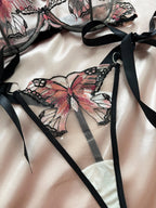 Butterfly Lingerie Set Sexy Hot Sheer Mesh Embroidery Bra & Panty