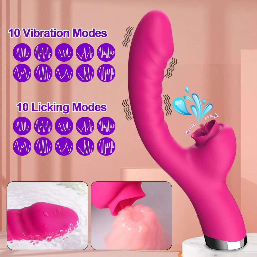 Tongue Licking Vibrator 2 In 1 Adult Women Sex Toys Dildos Vibrators