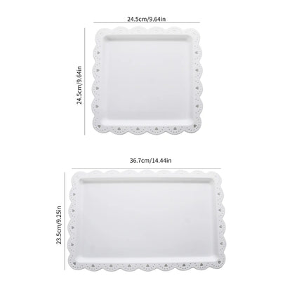 Rectangular Dessert Plates Set of 2 - Reusable PP Plastic Square Serving Plates