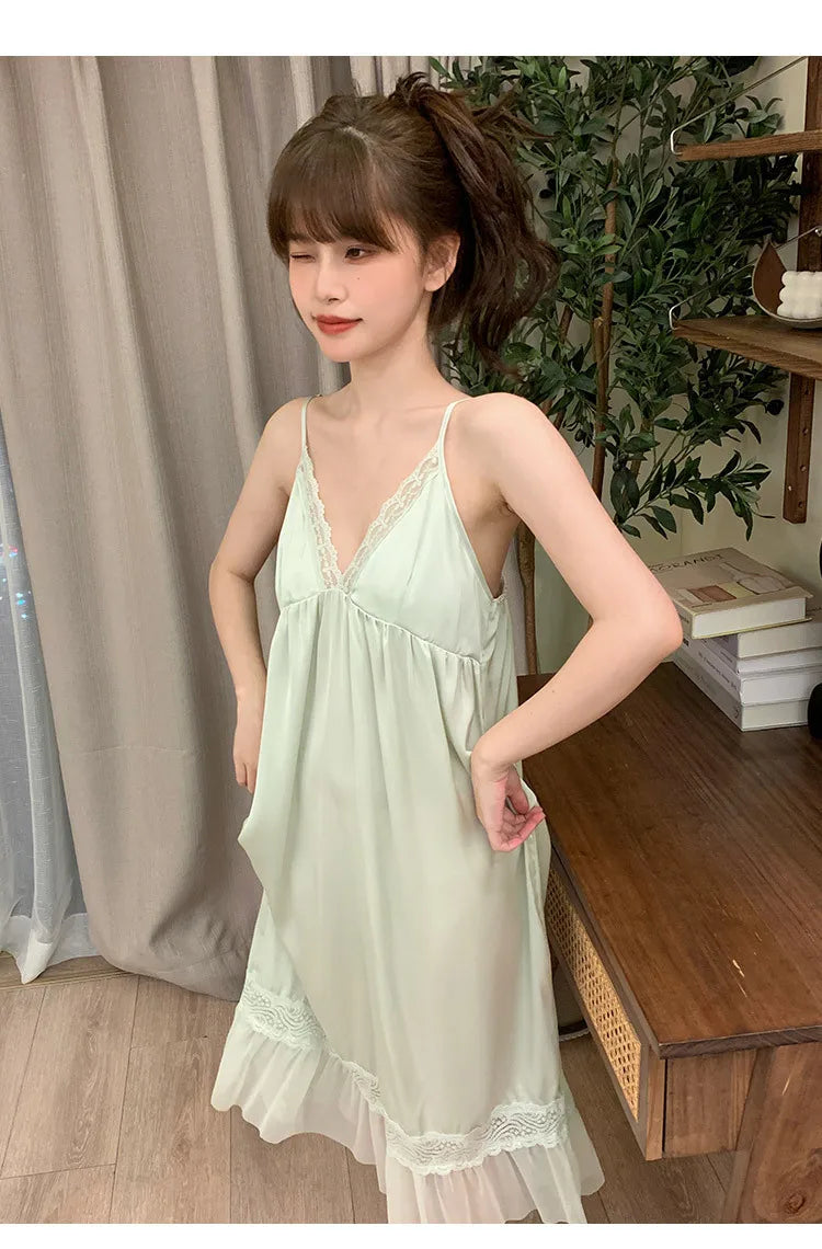 Female Nighty&Robe Set Perspective Temptation Nightgown Intimate Lingerie
