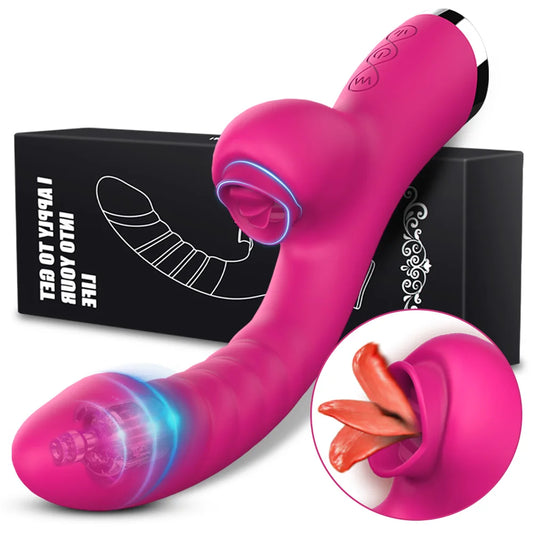 Tongue Licking Vibrator 2 In 1 Adult Women Sex Toys Dildos Vibrators