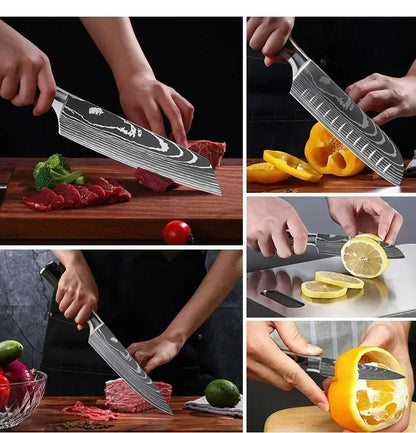 Laser Damascus Kitchen Knife