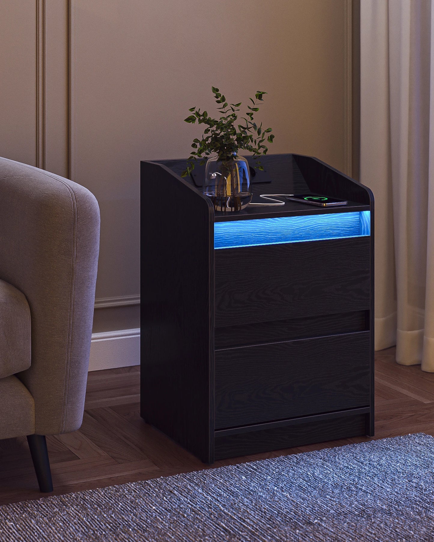Modern Morocco Nightstand - 2 Drawer White