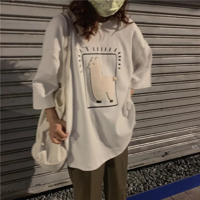 Baggy All-match T-shirts Women Casual Summer Korean Fashion