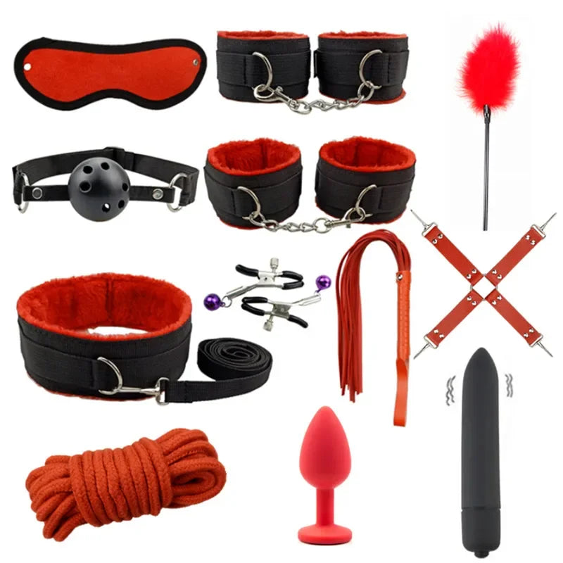 Sex Products BDSM Bondage Set Handcuffs Anal plug Tail