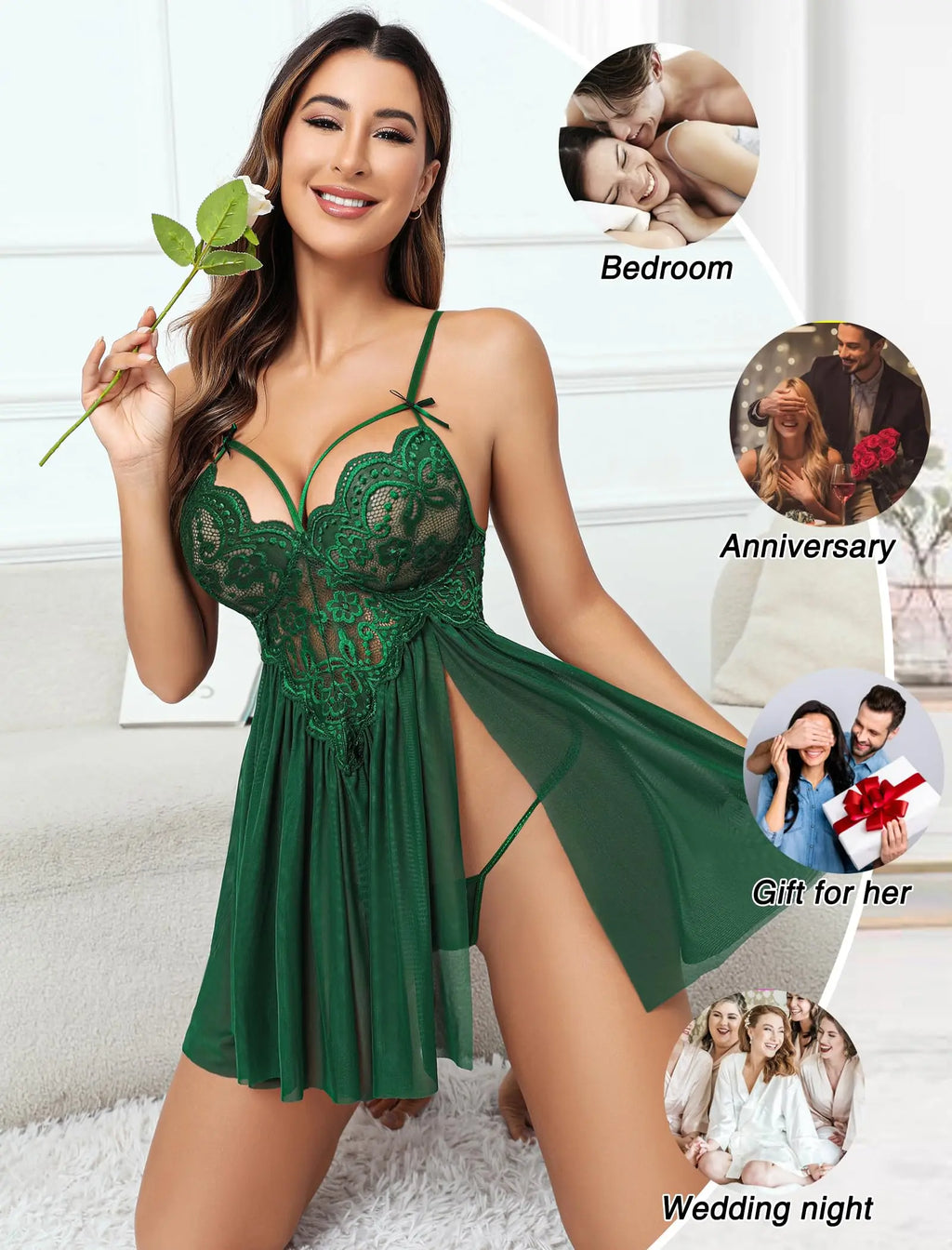 Elegant Lace Babydoll Nightgown
