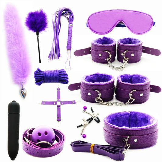 Sex Products BDSM Bondage Set Handcuffs Anal plug Tail