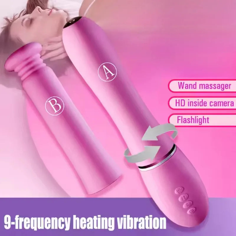 Mini HD Camera Vagina Anus Vibrator Mobile APP Control Telescopic Dildo Heating Body Massager Adult Sex Toys For Women Couple